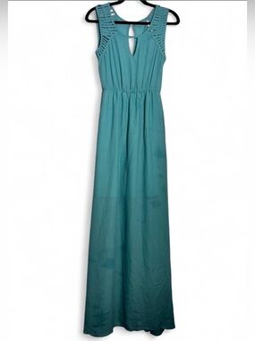Sleeveless Teal Maxi Dress with Cutout Back